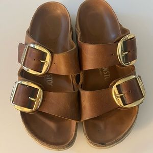 Birkenstock Arizona big buckle cognac and gold size 36